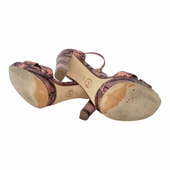 MICHAEL Michael Kors Divia Snake Skin Embossed Platform Sandals Sz 7.5 - Pink - Picture 10 of 11